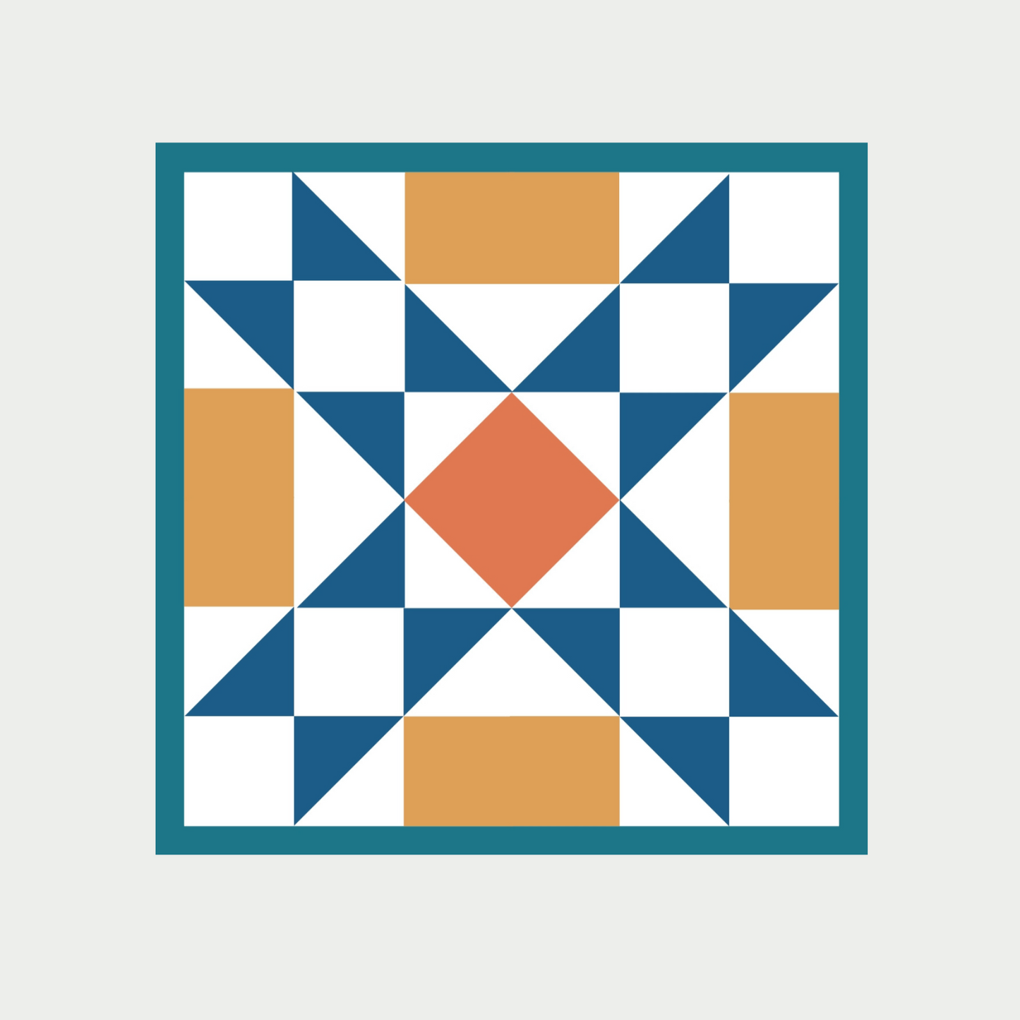 Orange and Blue Quilt Block Sticker