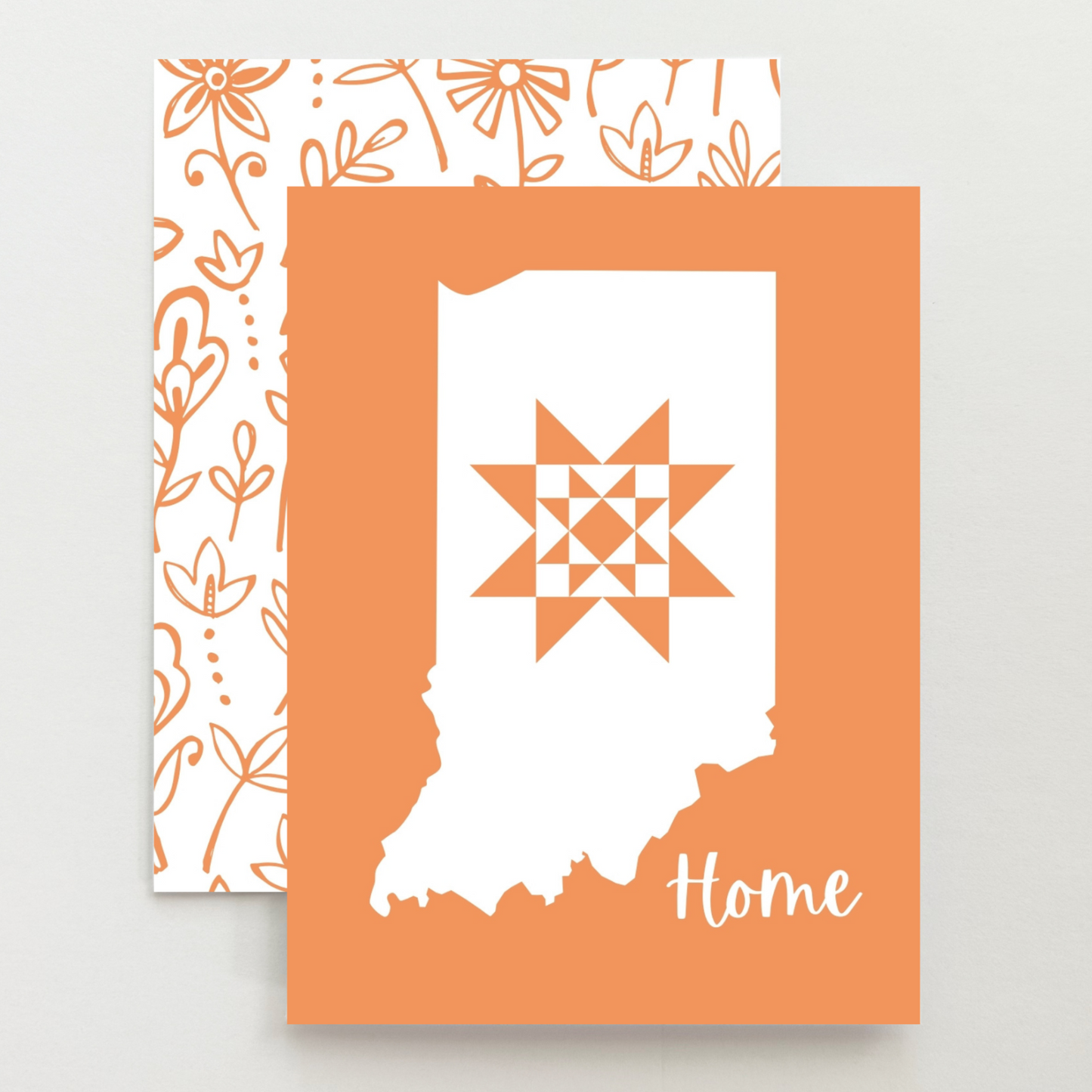 Indiana Home Quilt Star Gift Set of 6 Blank Cards - Choose Your Color