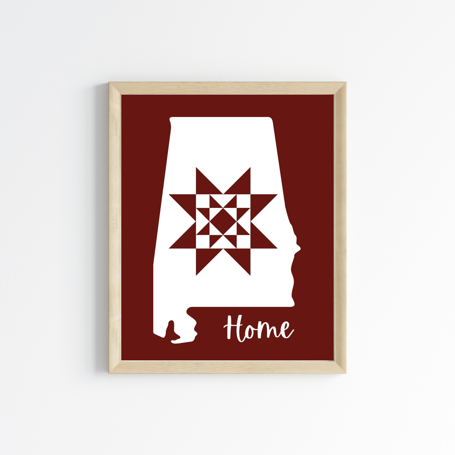 Alabama Home Quilt Star 8x10 Wall Art Print - Choose Your Color