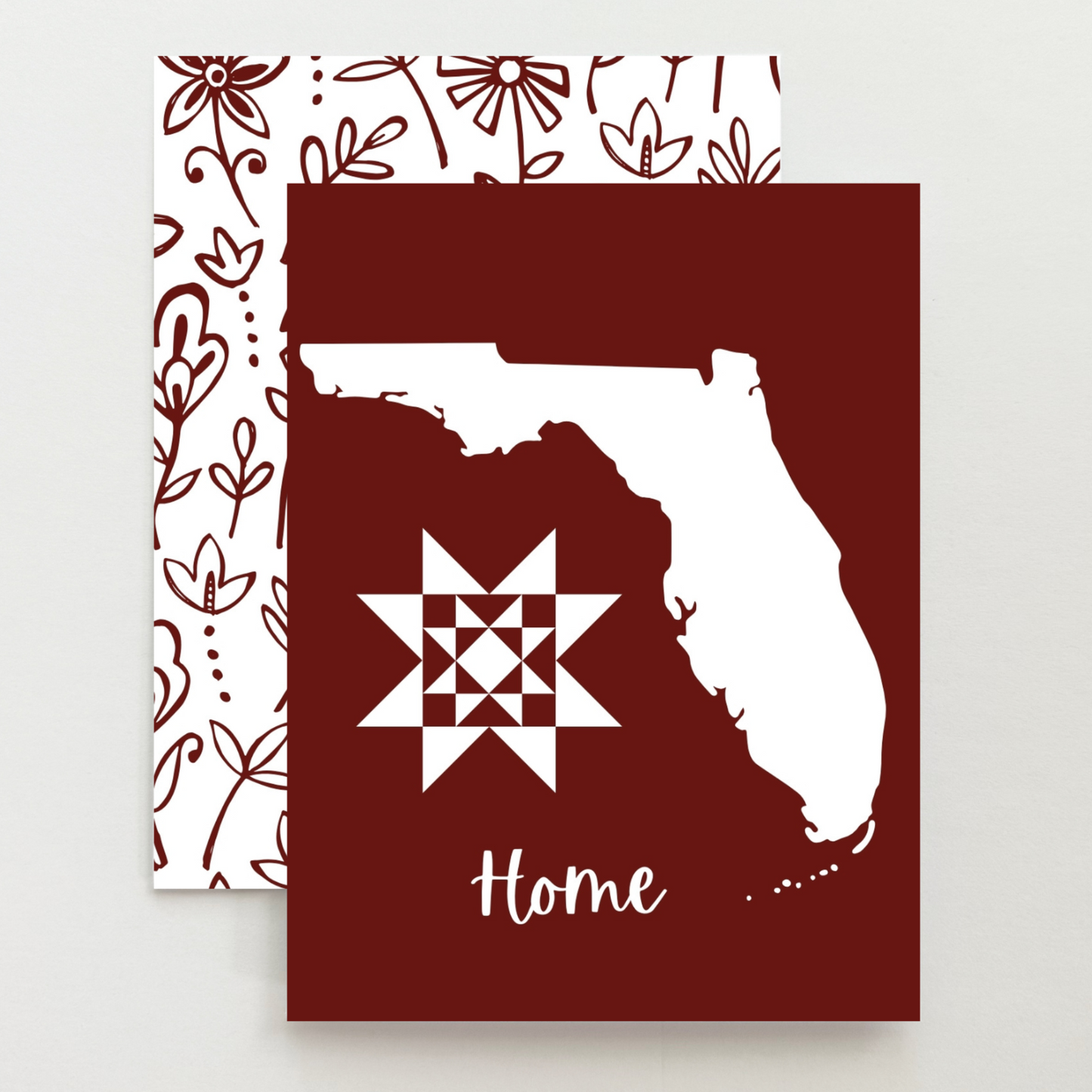 Florida Home Quilt Star Gift Set of 6 Blank Cards - Choose Your Color