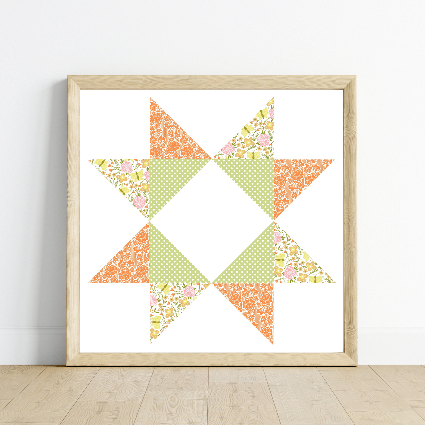 Bright & Cheery Patchwork Quilt Star Wall Art Print