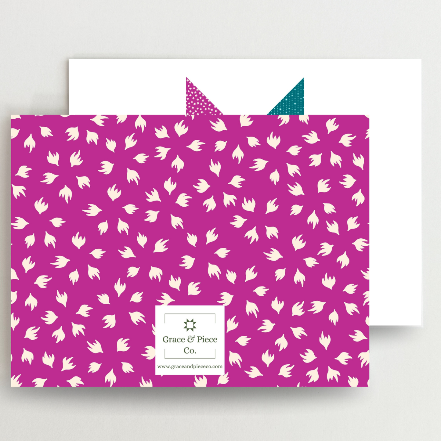 Funky Floral 2 Quilt Star Blank Note Cards Set