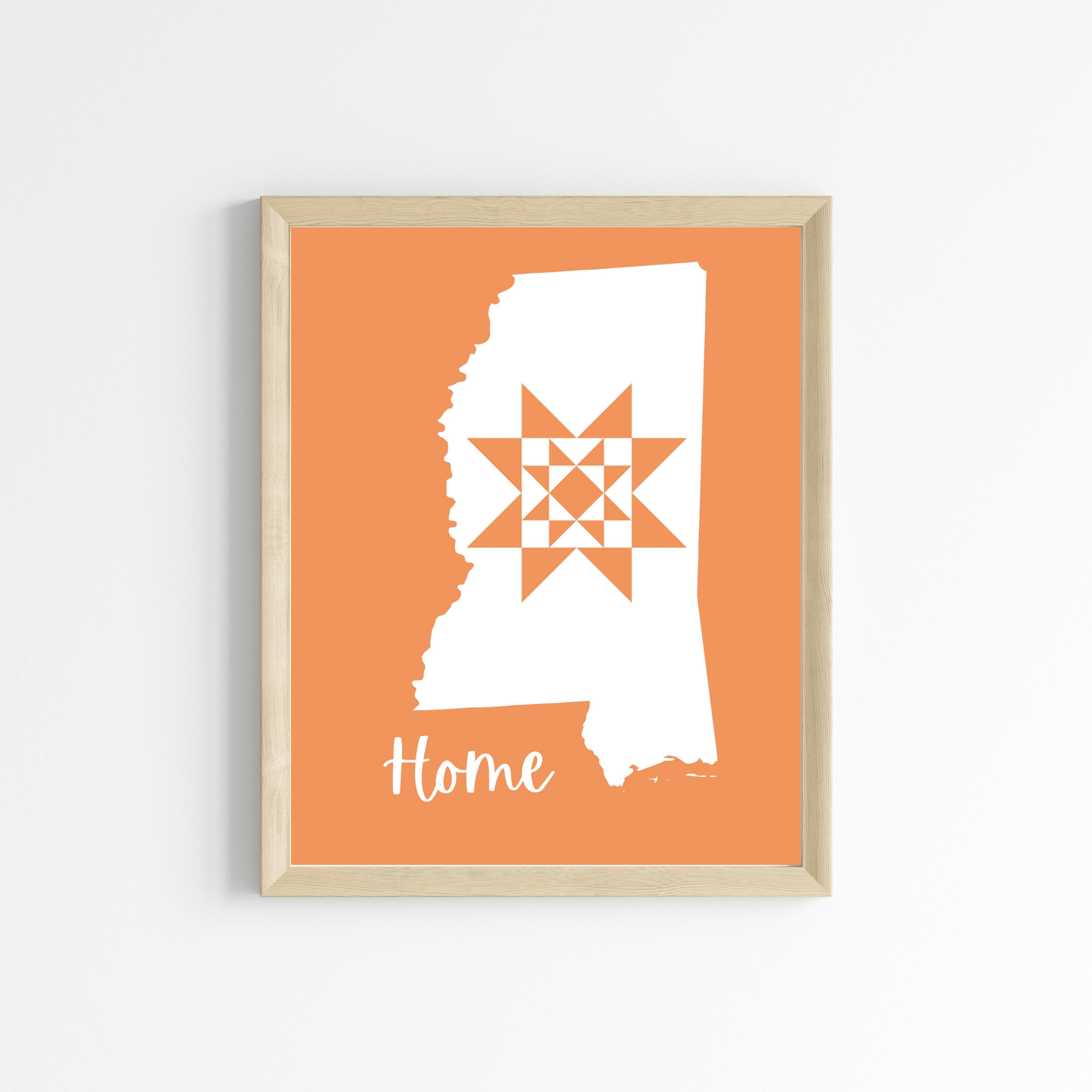 Mississippi Home Quilt Star 8x10 Wall Art Print - Choose Your Color