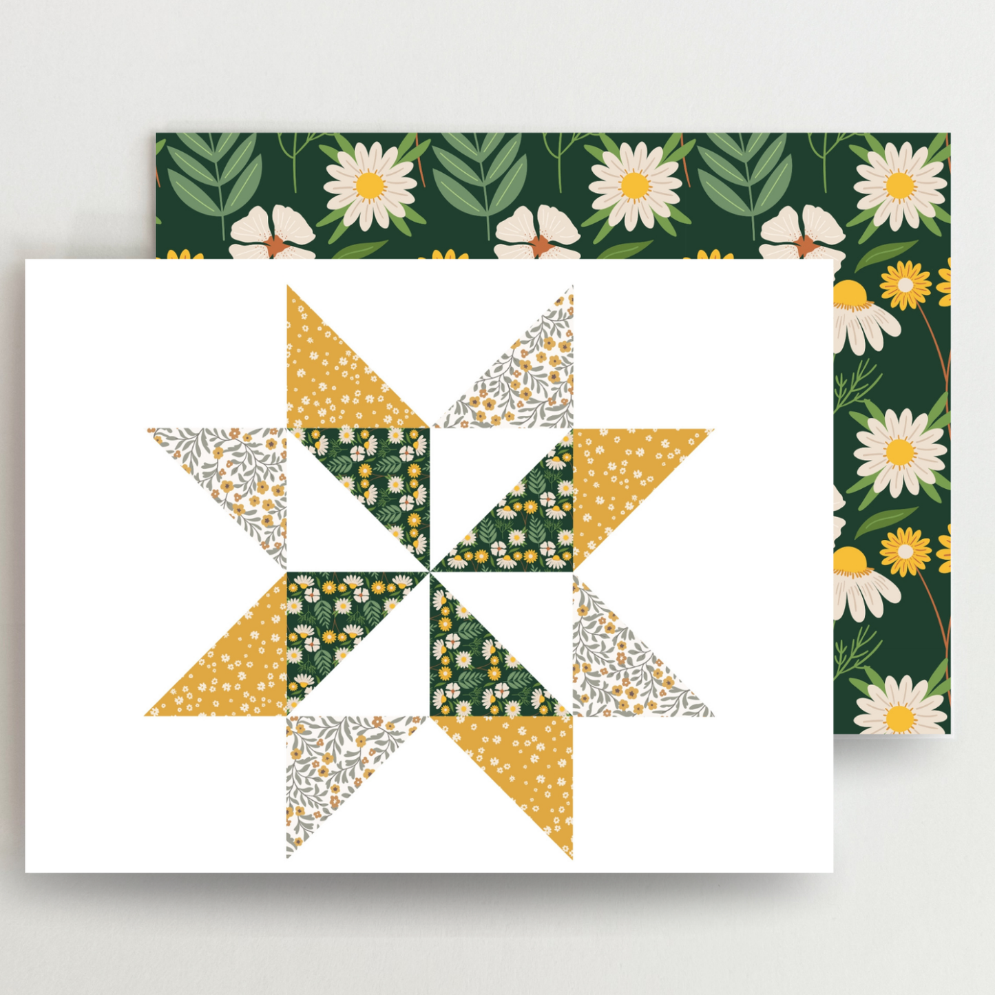 Flower Garden 1 Quilt Star Blank Note Cards Set