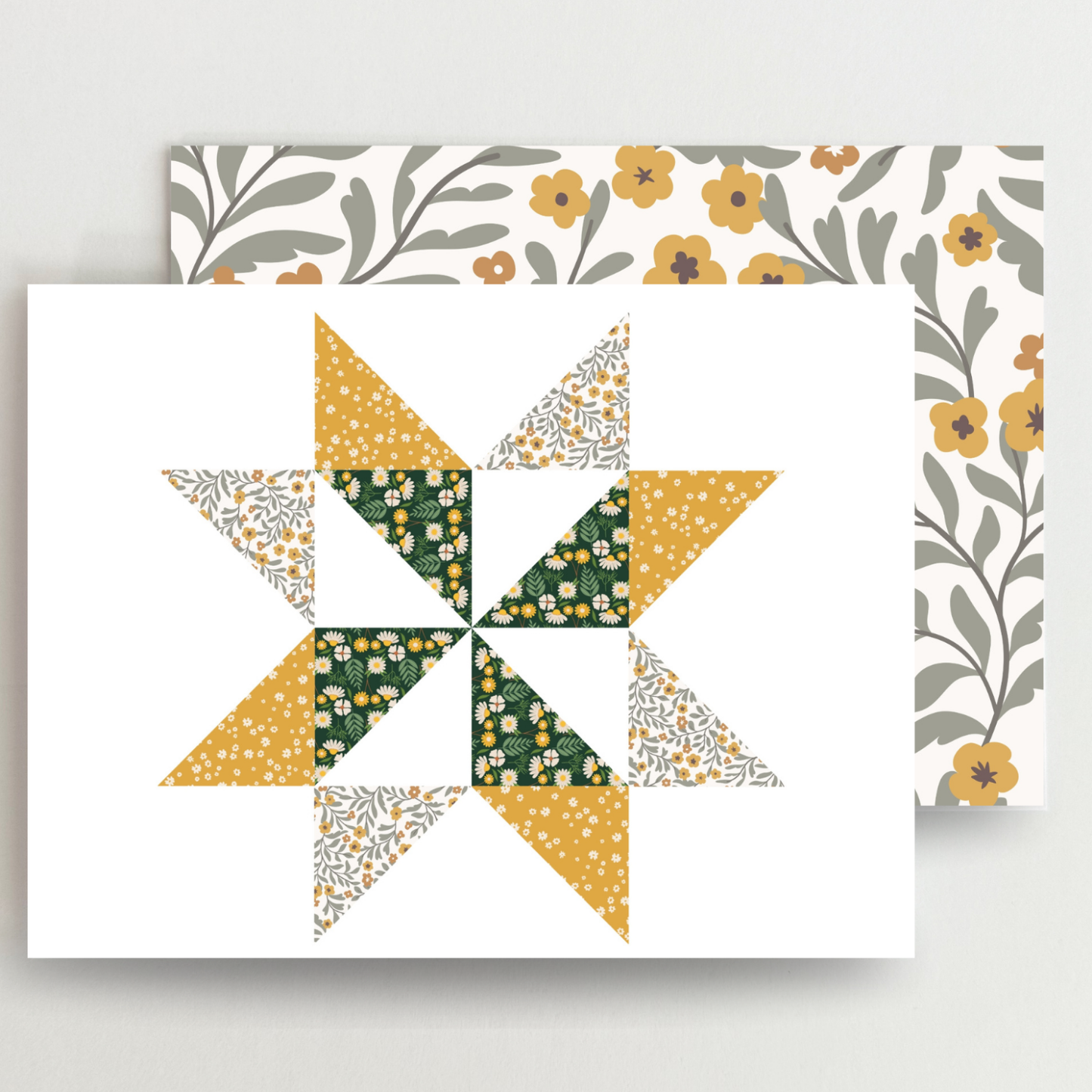 Flower Garden Quilt Star Assorted Blank Note Cards Set