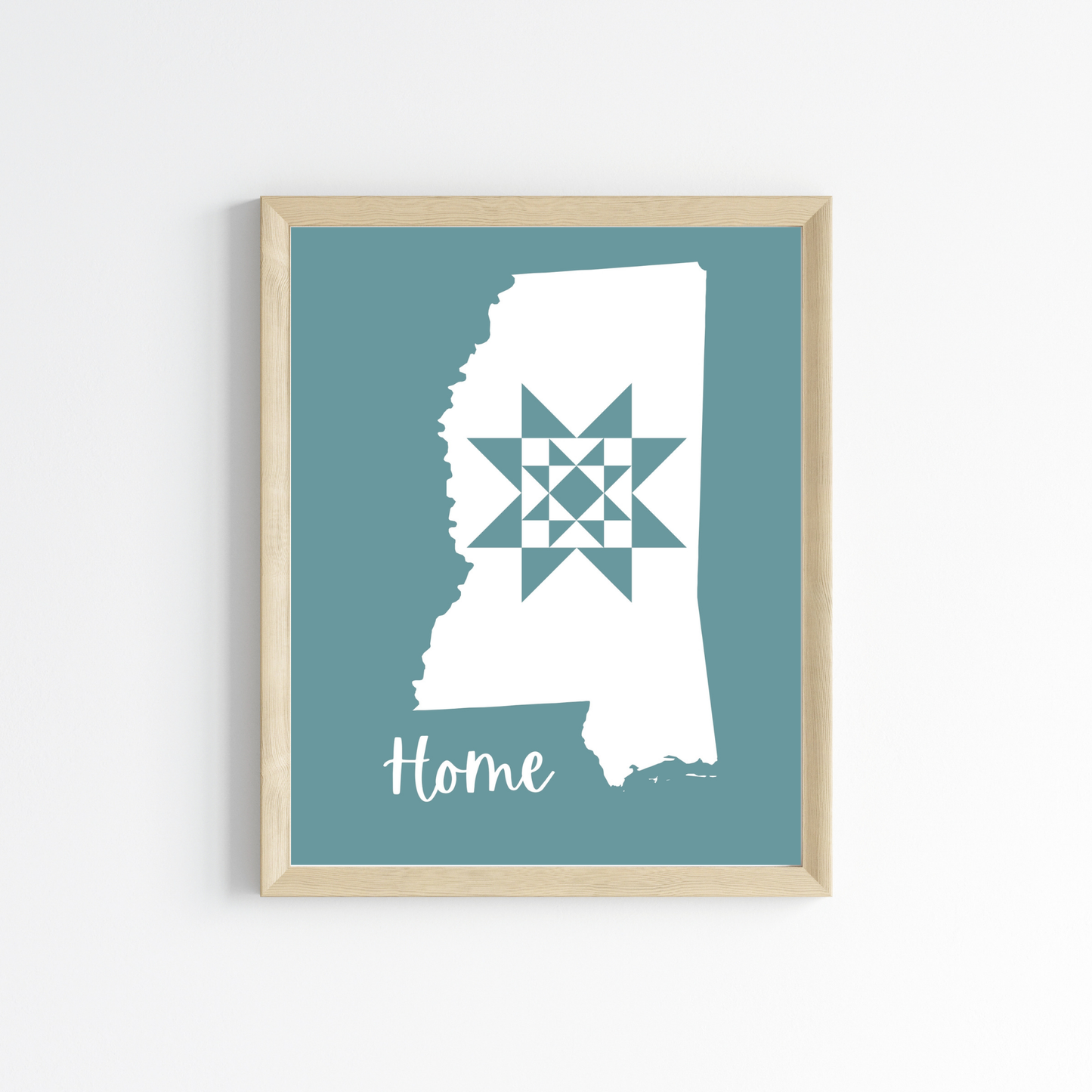 Mississippi Home Quilt Star 8x10 Wall Art Print - Choose Your Color