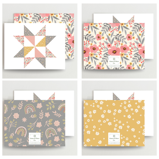 Simply Sweet Quilt Star Assorted Blank Note Cards Set