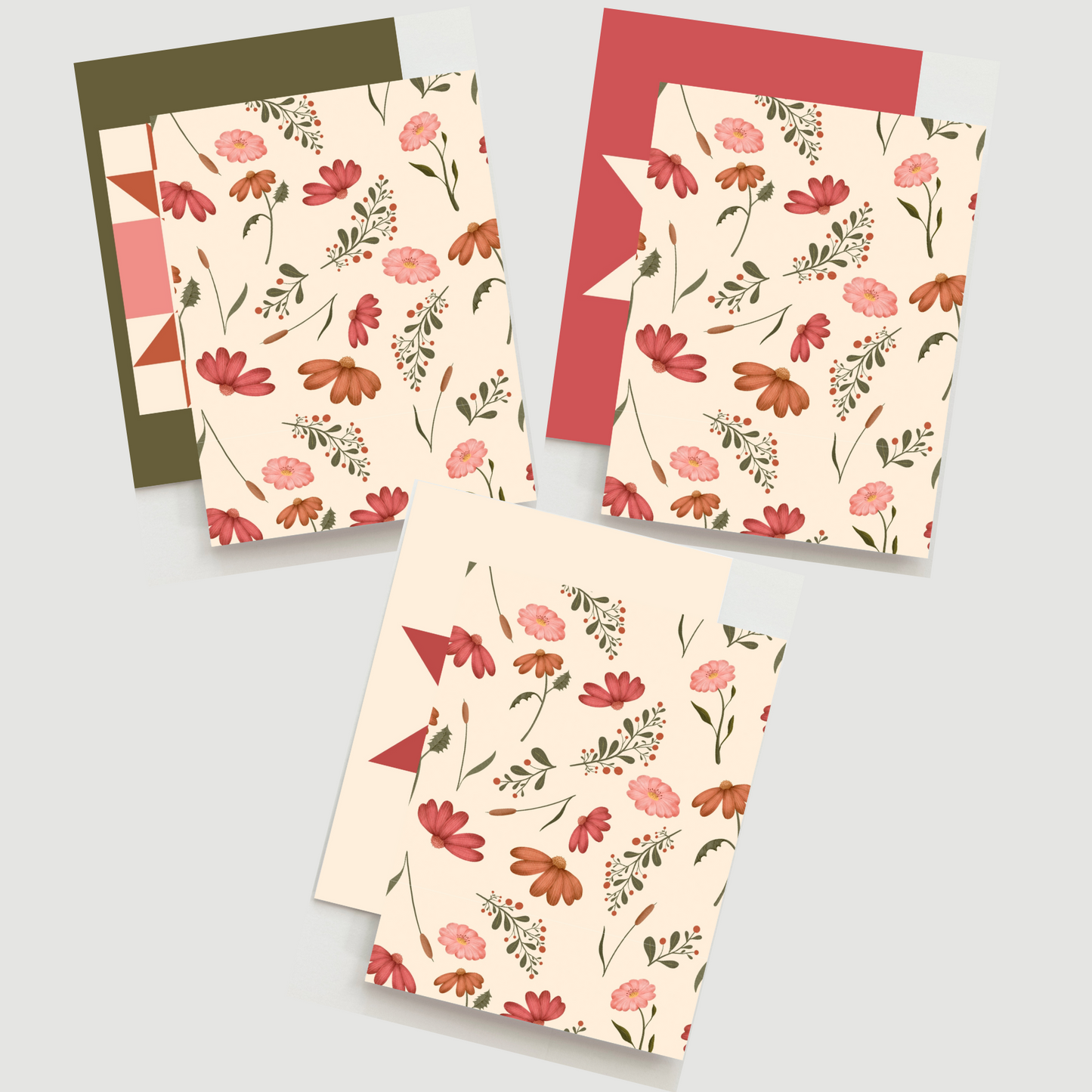 Pink Floral Assorted Card Set