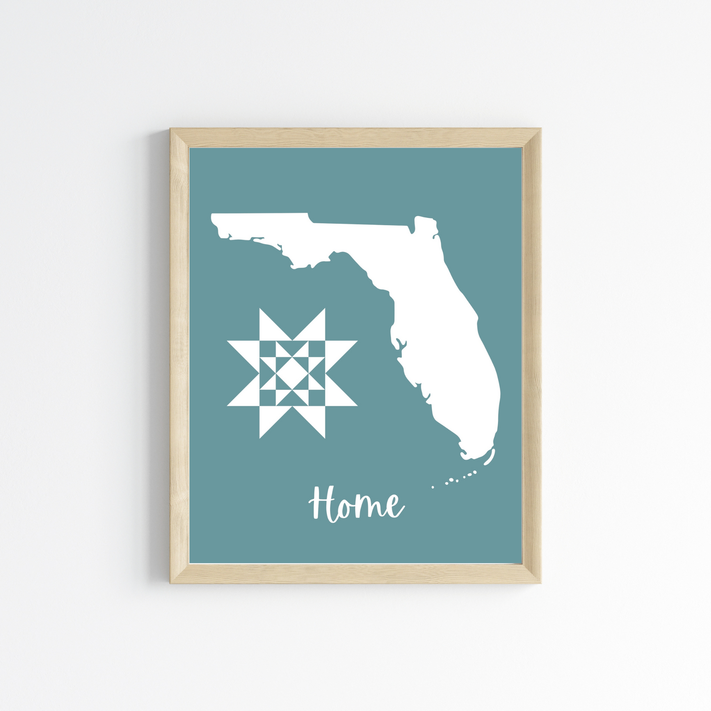 Florida Home Quilt Star 8x10 Wall Art Print - Choose Your Color