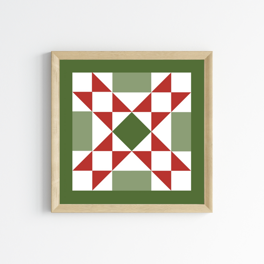 Christmas Quilt Block Wall Art Print