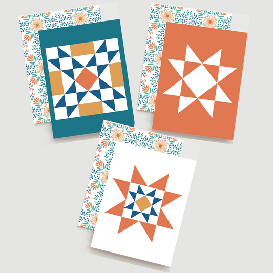 Orange Floral Assorted Card Set