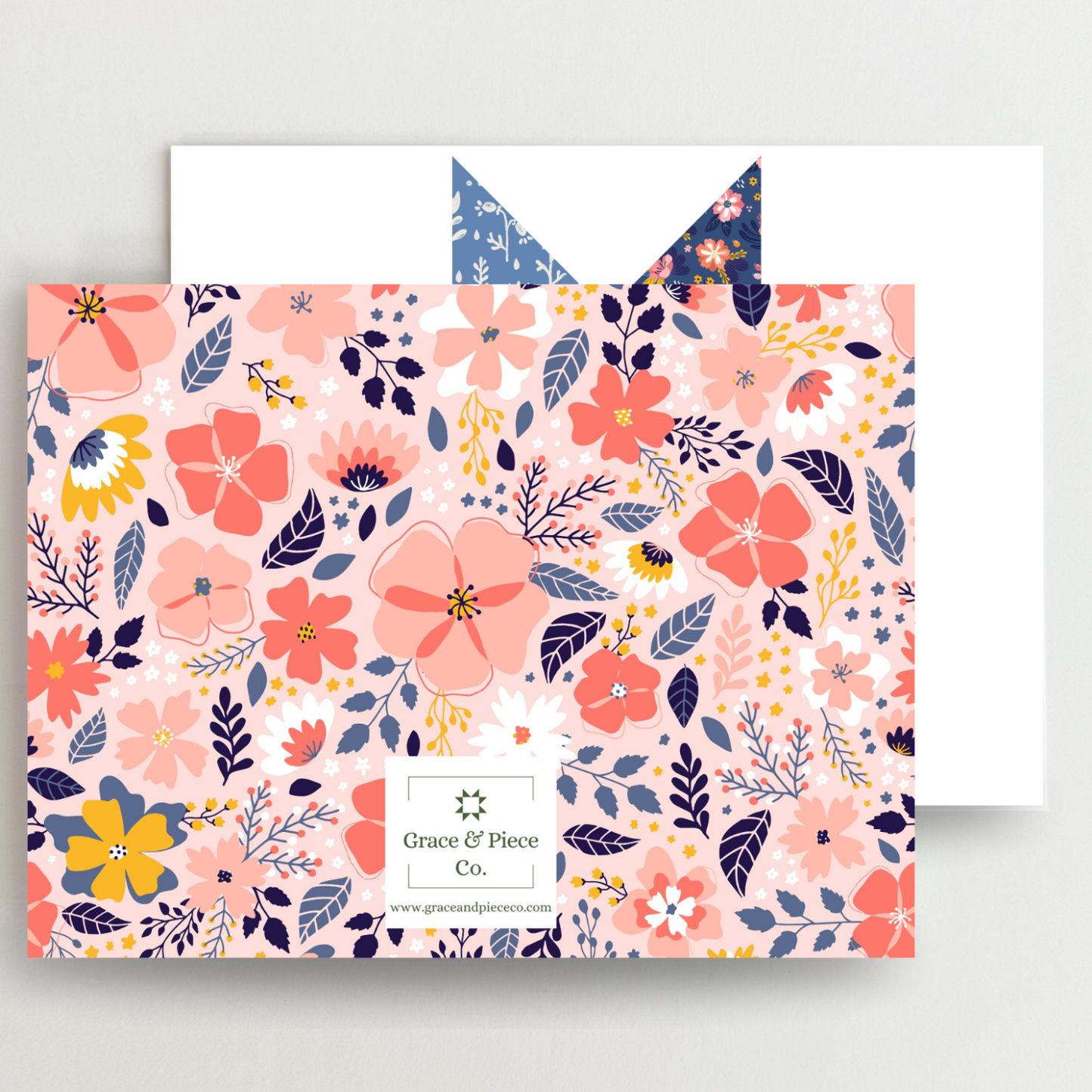 Fun Floral Quilt Star Assorted Blank Note Cards Set