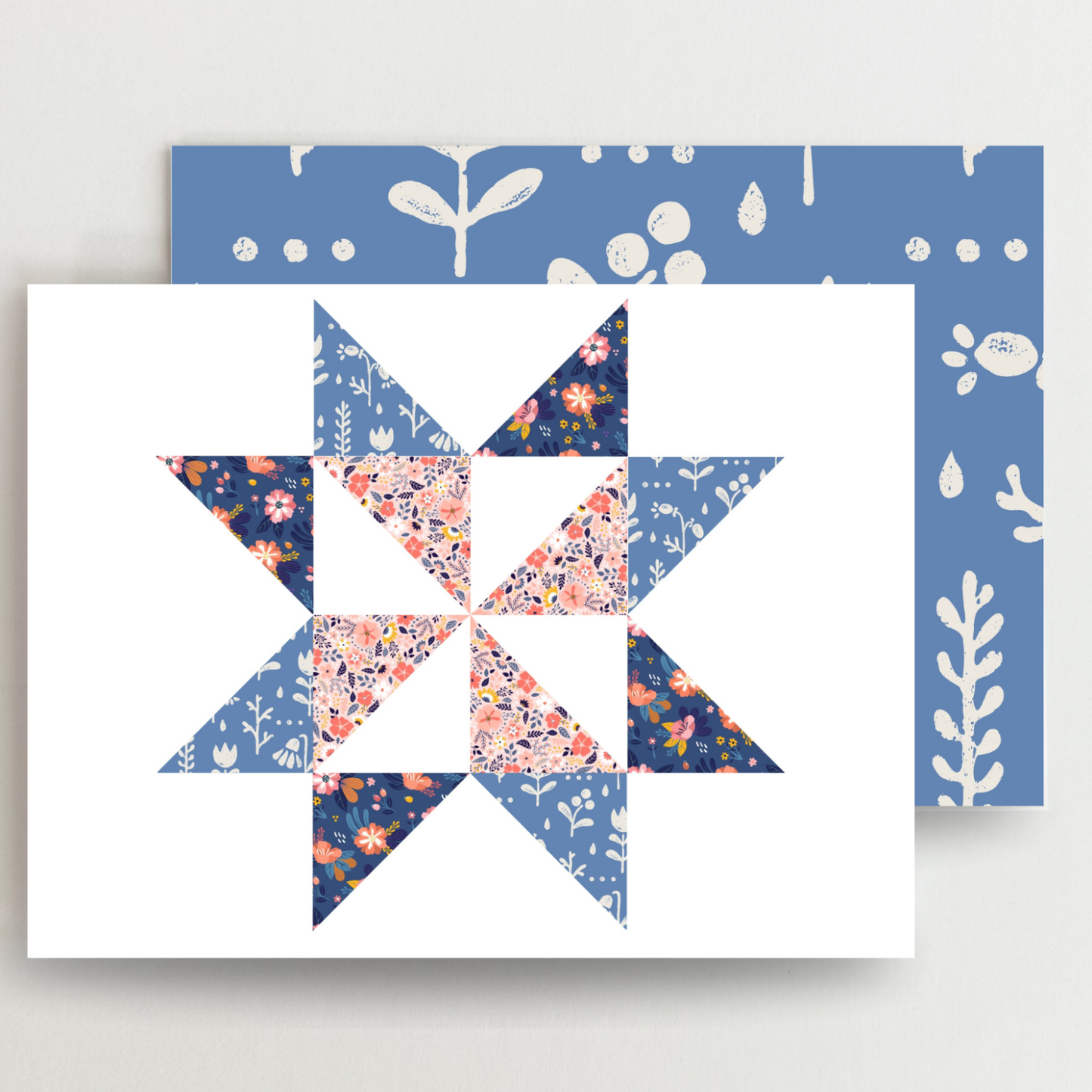 Fun Floral Quilt Star Assorted Blank Note Cards Set