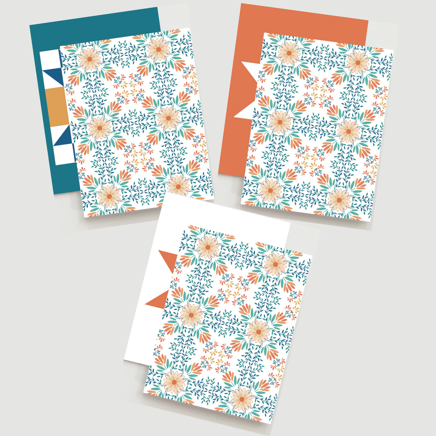 Orange Floral Assorted Card Set