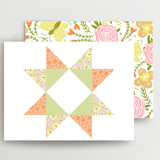 Bright and Cheery 1 Quilt Star Blank Note Cards Set