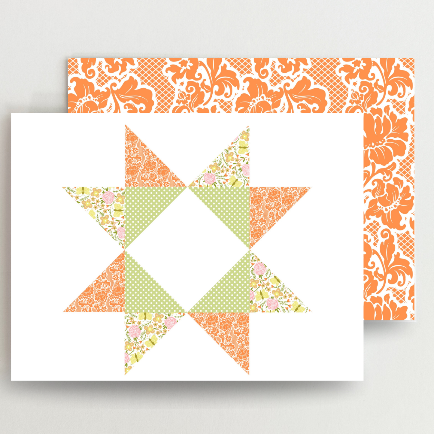 Bright and Cheery Quilt Star Assorted Blank Note Cards Set