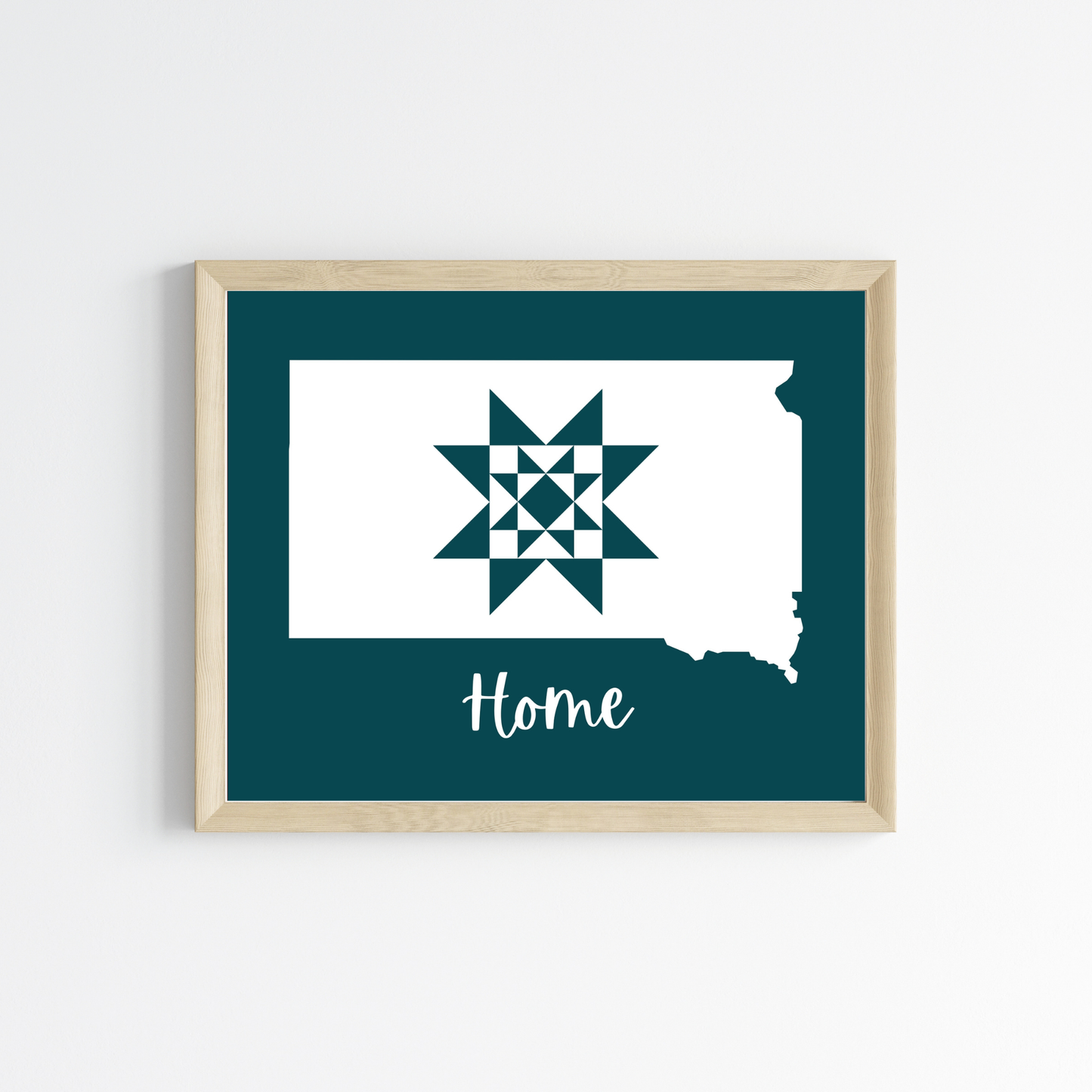 South Dakota Home Quilt Star 8x10 Wall Art Print - Choose Your Color