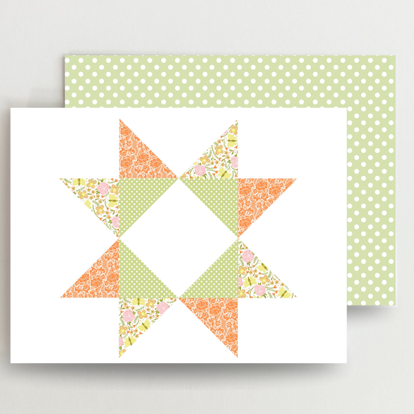 Bright and Cheery Quilt Star Assorted Blank Note Cards Set