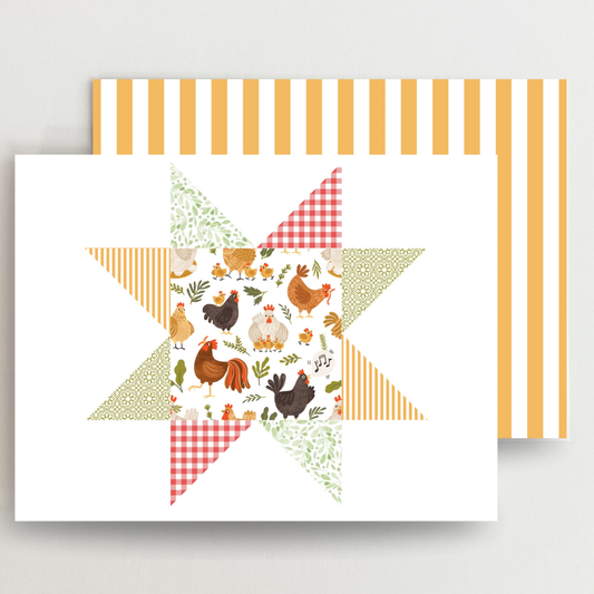 Hen House 2 Quilt Star Blank Note Cards Set