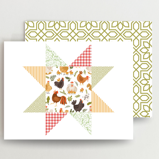 Hen House 3 Quilt Star Blank Note Cards Set