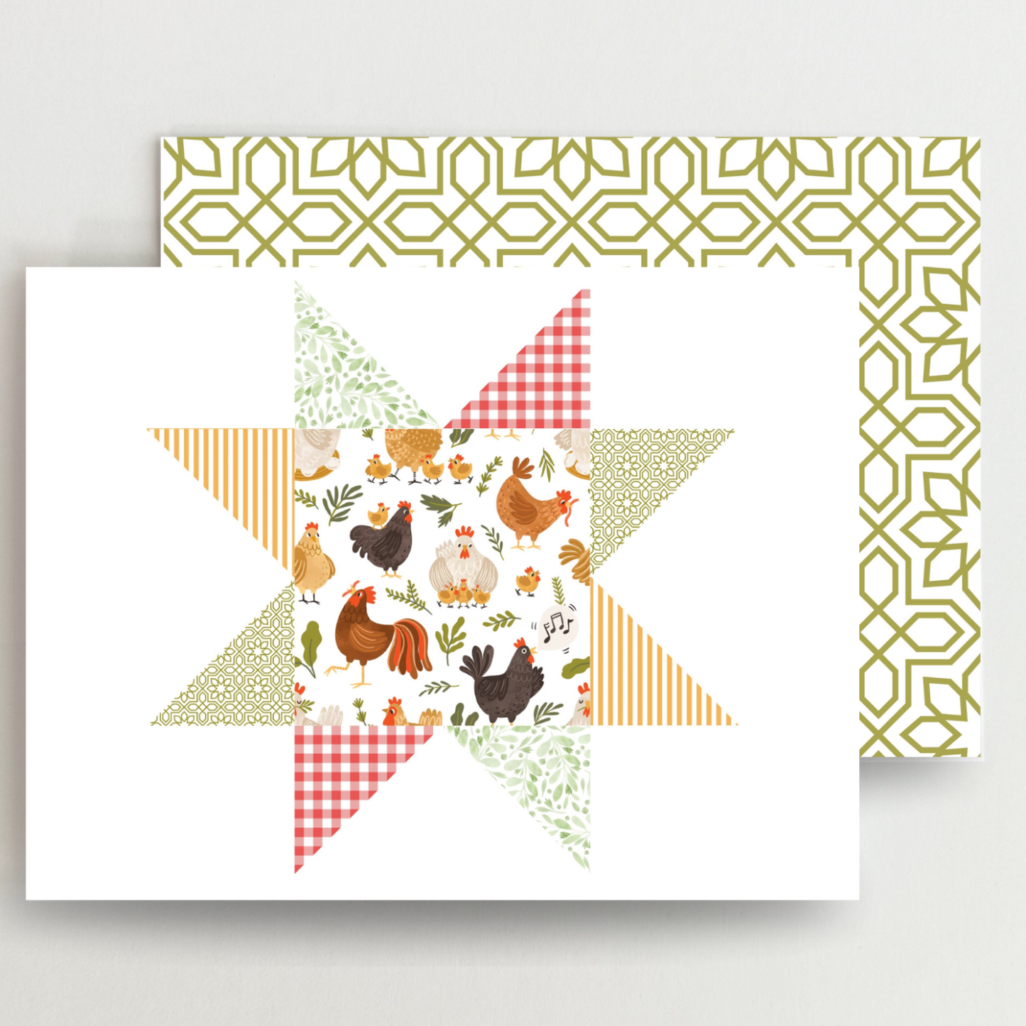 Hen House Quilt Star Assorted Blank Note Cards Set