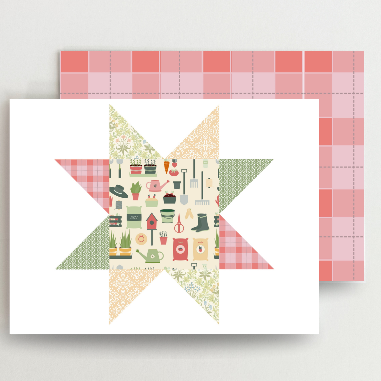 Garden Girl Quilt Star Assorted Blank Note Cards Set