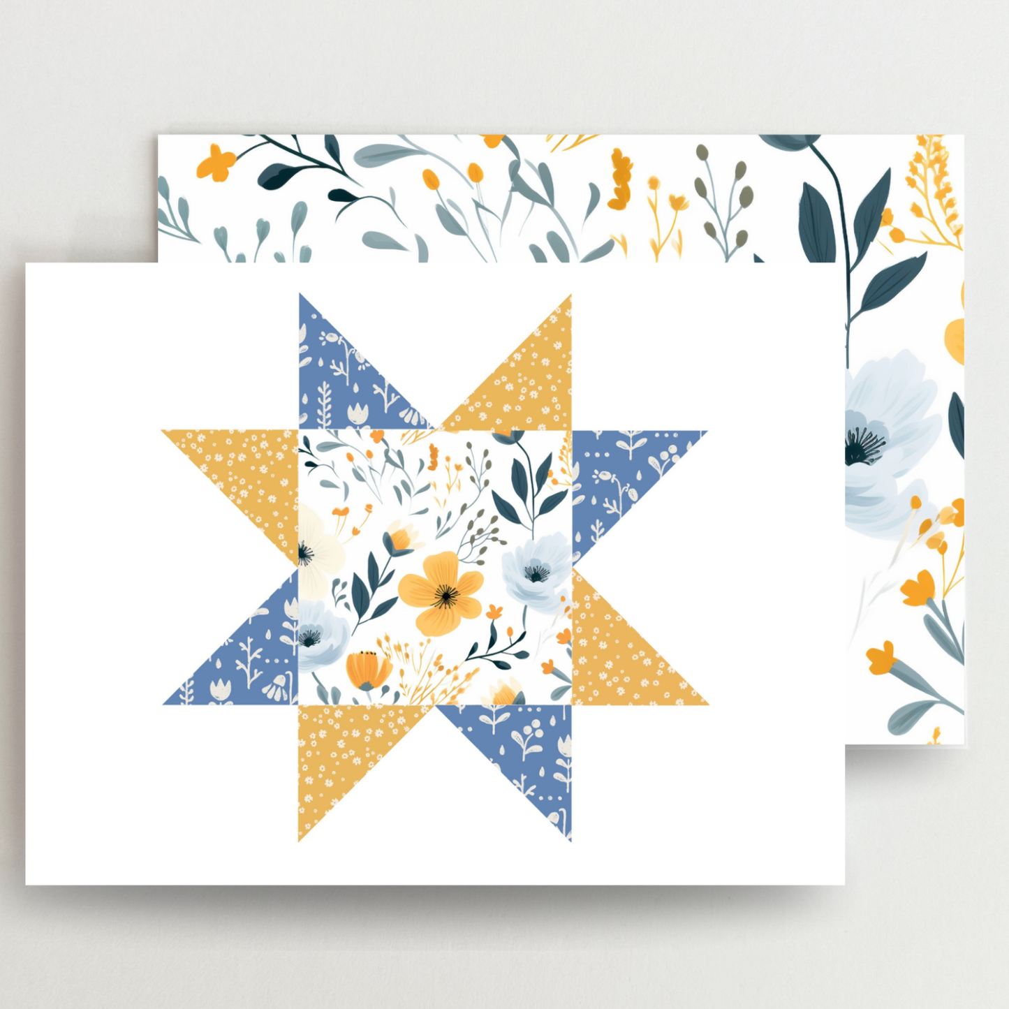 Prairie Flowers Quilt Star Assorted Blank Note Cards Set