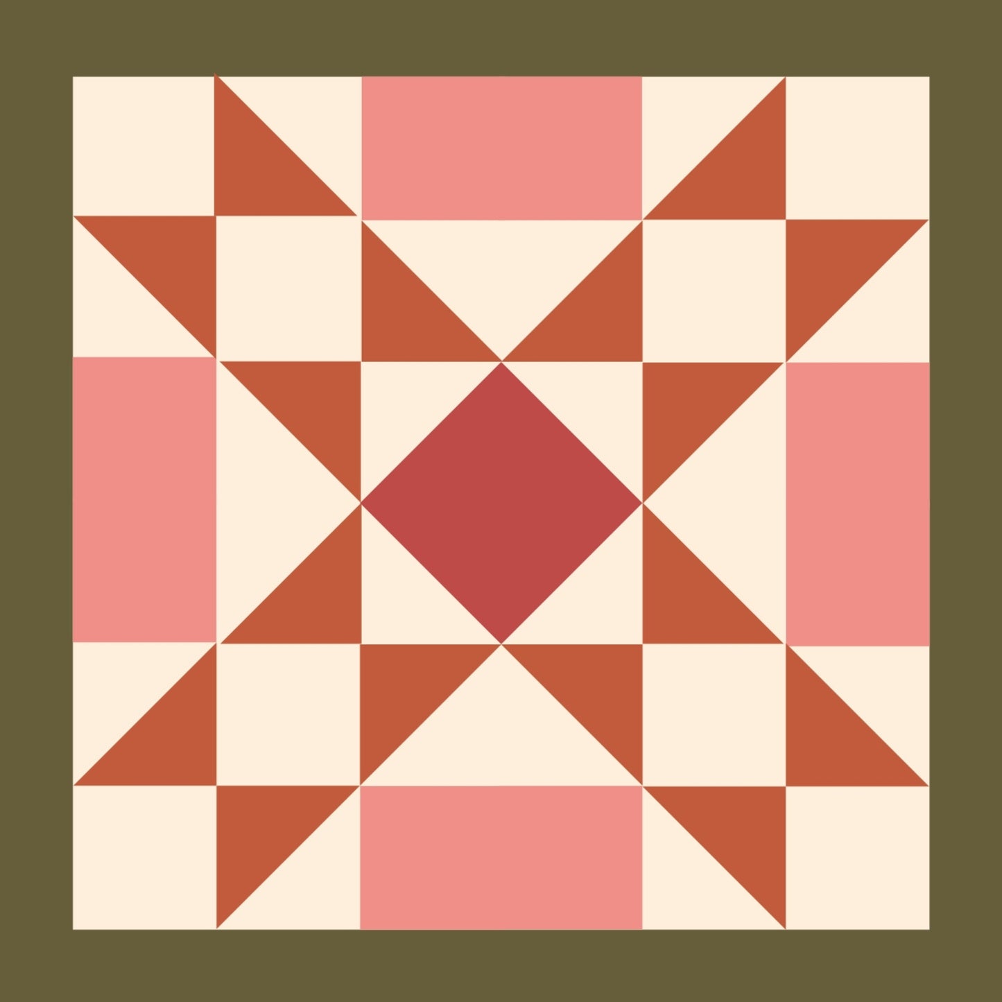 Pink and Green Quilt Block Wall Art Print