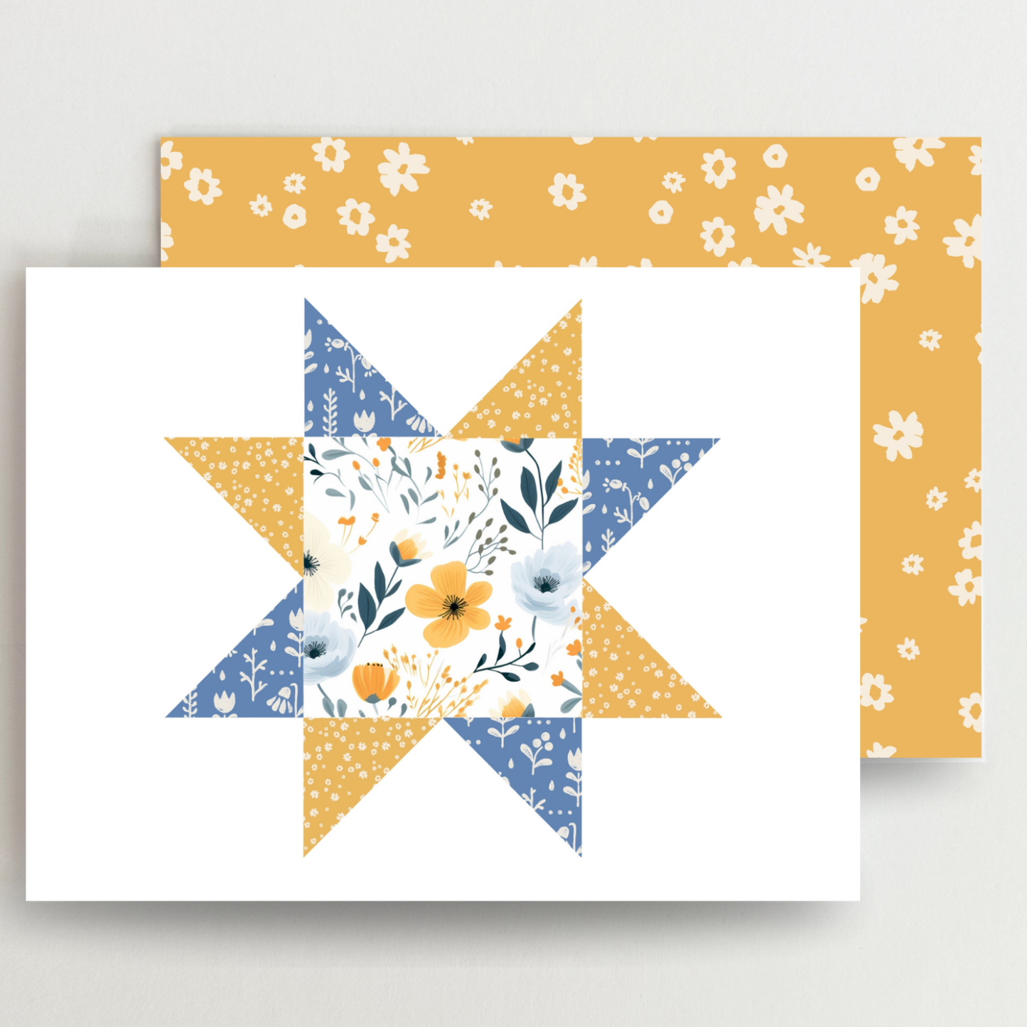 Prairie Flowers Quilt Star Assorted Blank Note Cards Set