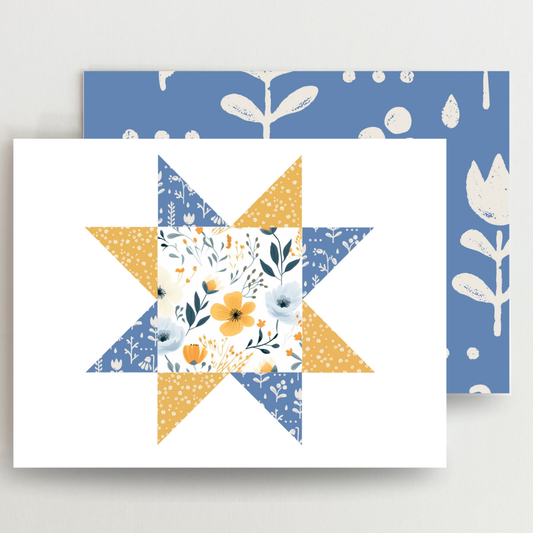 Prairie Flowers 3 Quilt Star Blank Note Cards Set