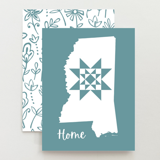 Mississippi Home Quilt Star Gift Set of 6 Blank Cards - Choose Your Color