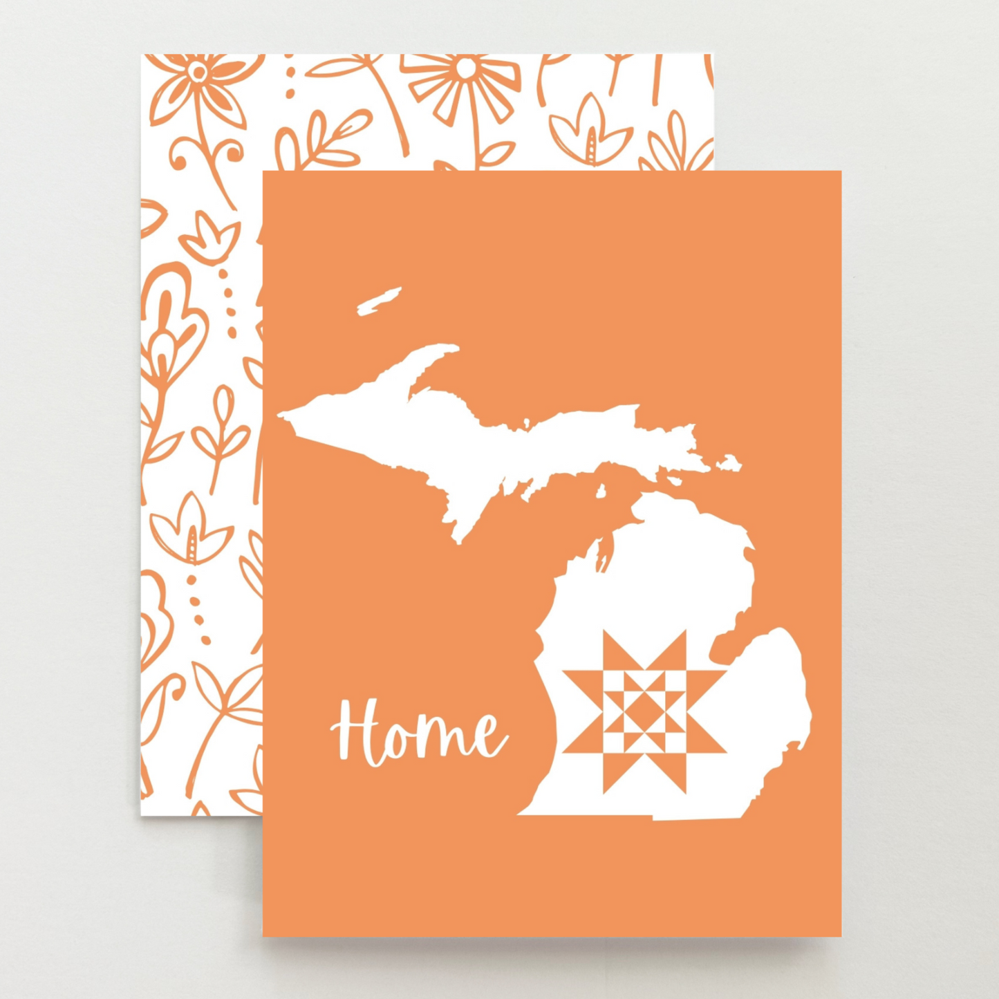 Michigan Home Quilt Star Gift Set of 6 Blank Cards - Choose Your Color