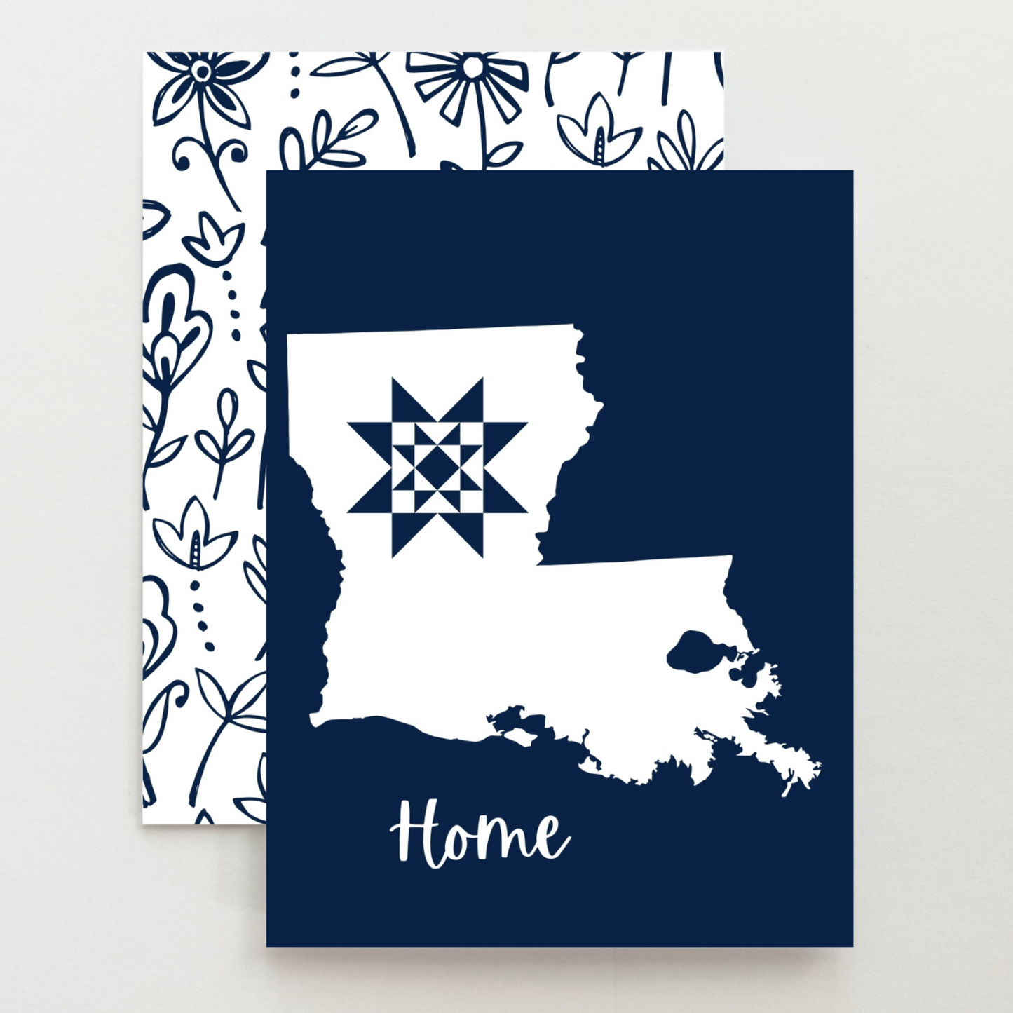 Louisiana Home Quilt Star Gift Set of 6 Blank Cards - Choose Your Color