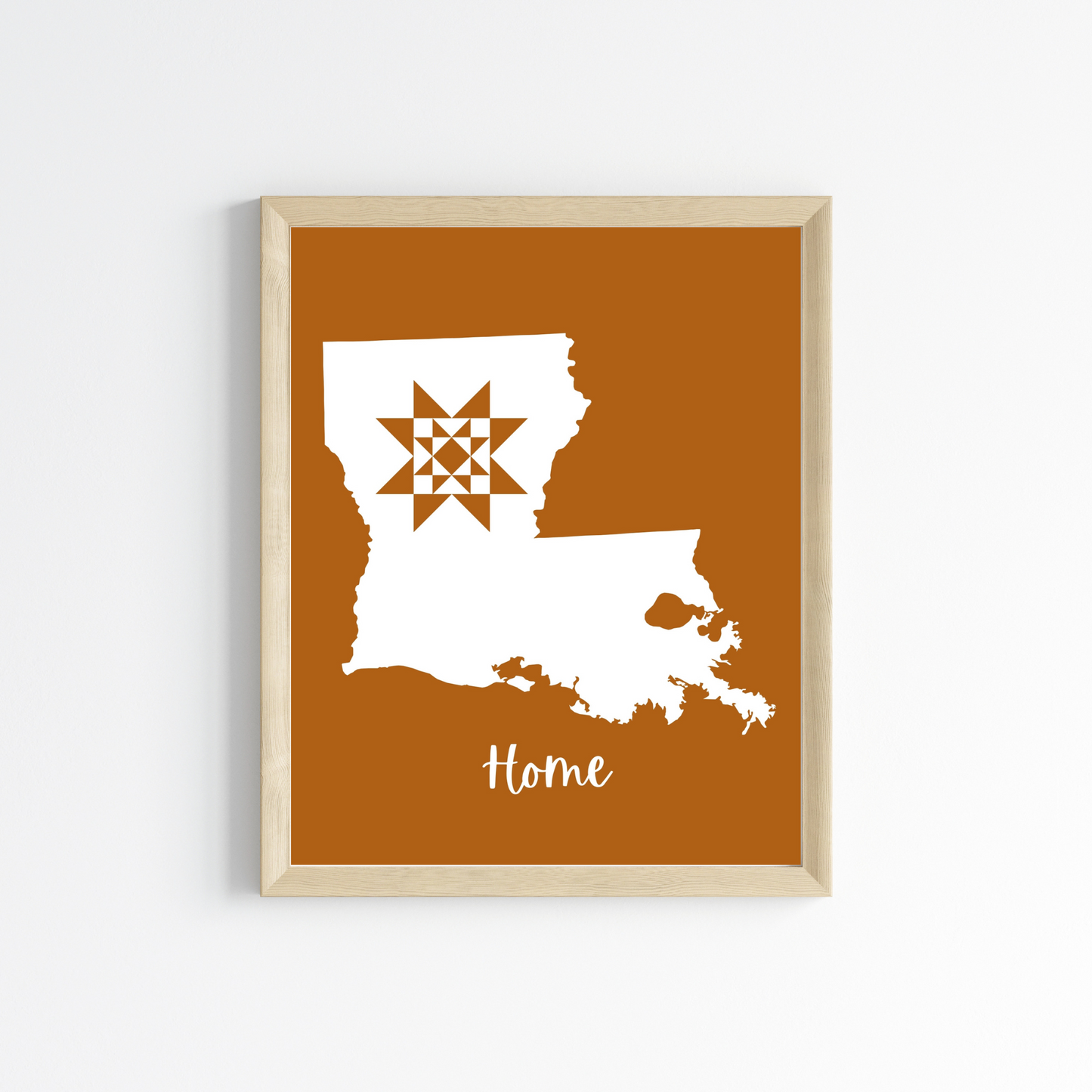 Louisiana Home Quilt Star 8x10 Wall Art Print - Choose Your Color