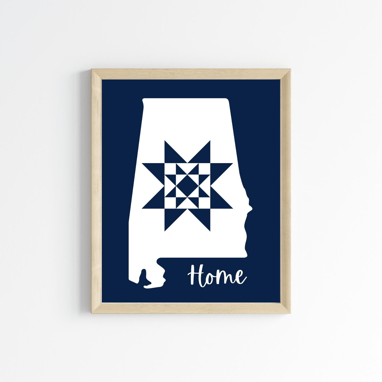 Alabama Home Quilt Star 8x10 Wall Art Print - Choose Your Color