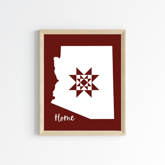 Arizona Home Quilt Star 8x10 Wall Art Print - Choose Your Color