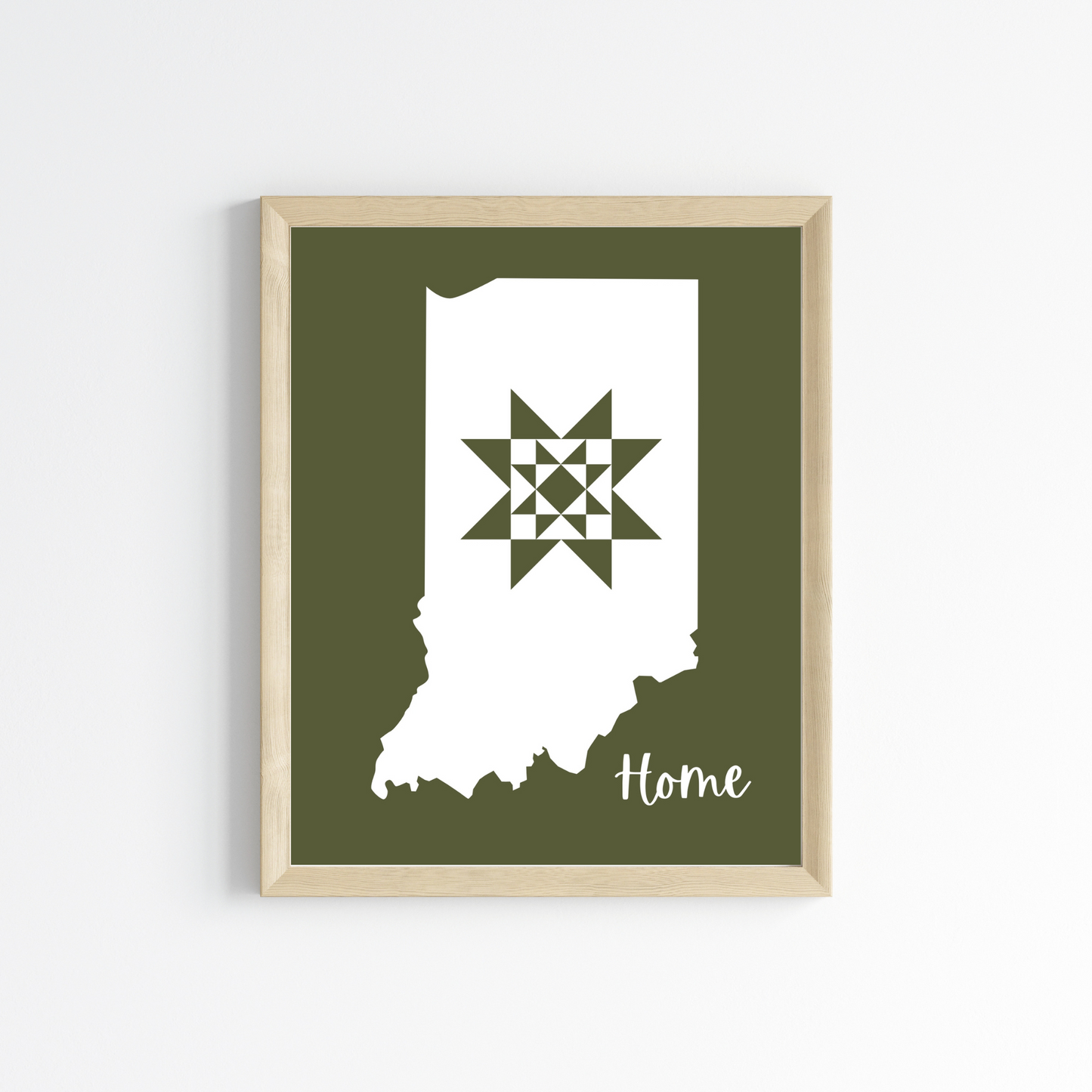 Indiana Home Quilt Star 8x10 Wall Art Print - Choose Your Color