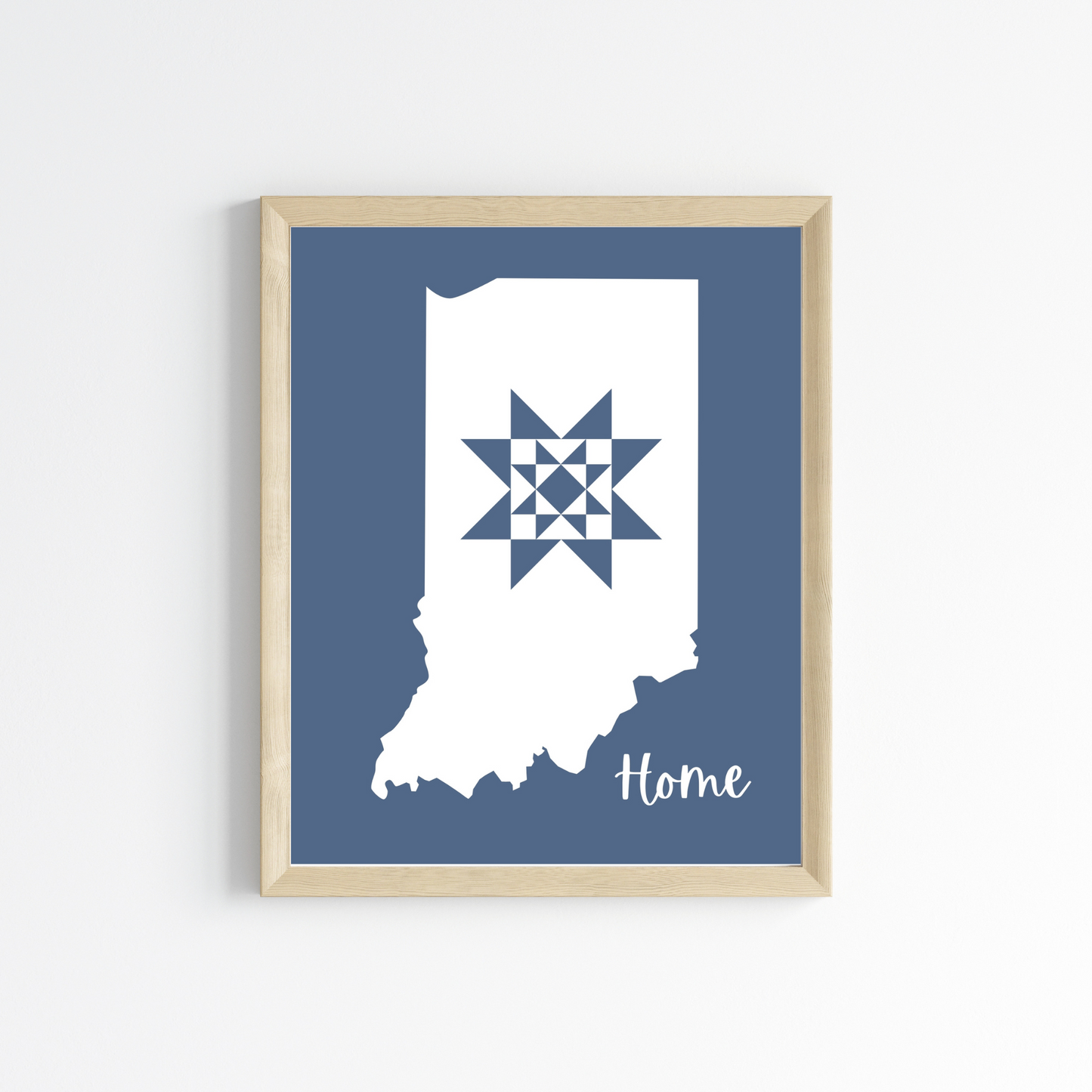 Indiana Home Quilt Star 8x10 Wall Art Print - Choose Your Color