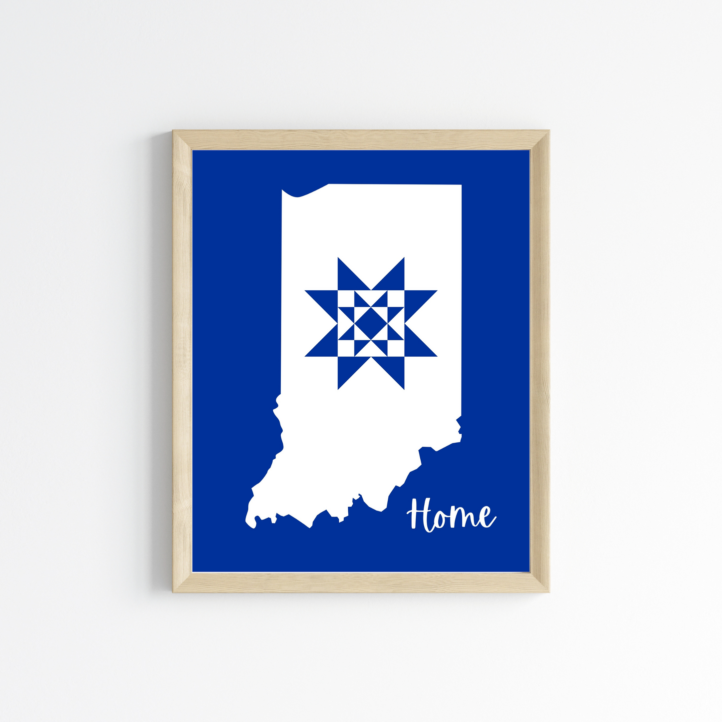 Indiana Home Quilt Star 8x10 Wall Art Print - Choose Your Color