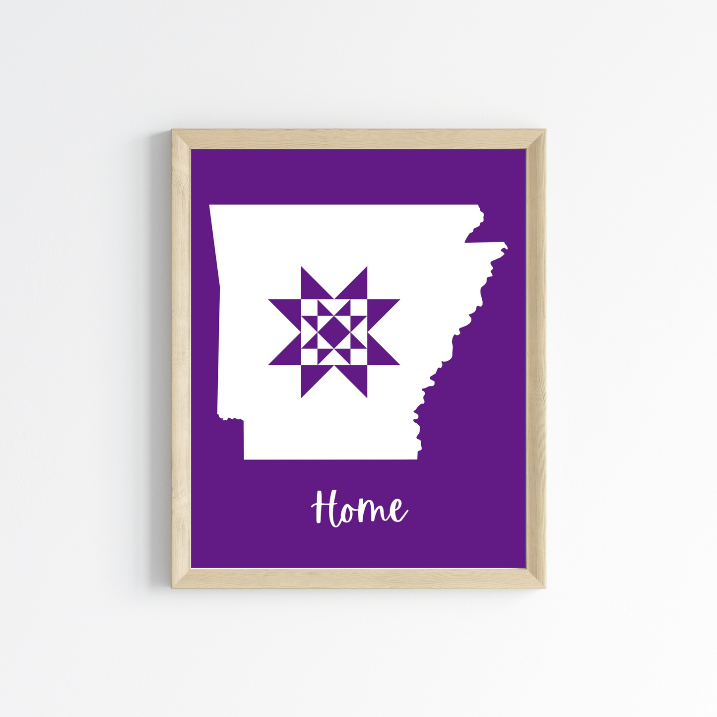 Arkansas Home Quilt Star 8x10 Wall Art Print - Choose Your Color