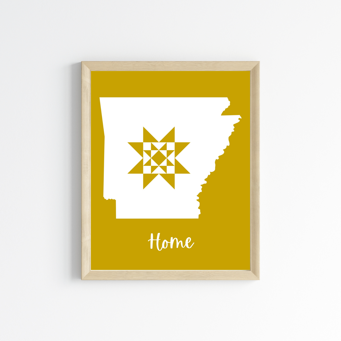 Arkansas Home Quilt Star 8x10 Wall Art Print - Choose Your Color