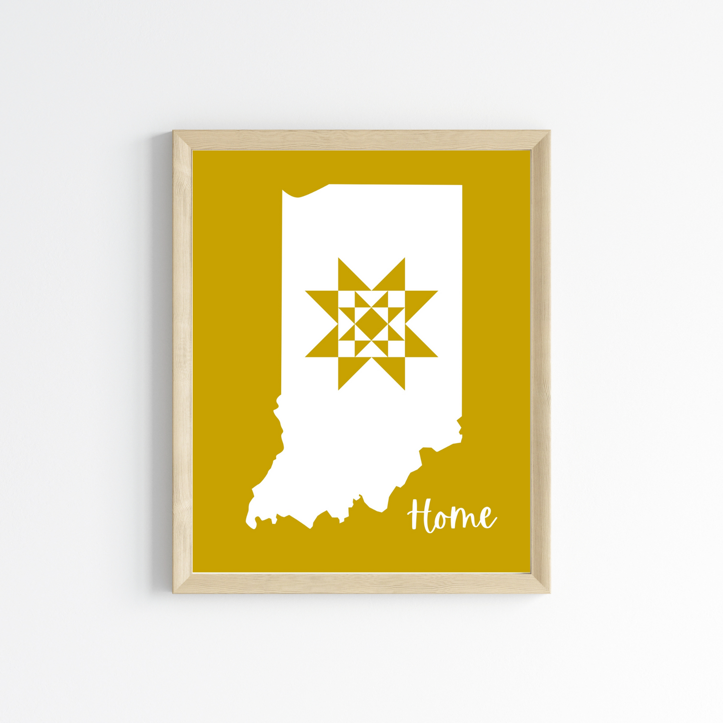 Indiana Home Quilt Star 8x10 Wall Art Print - Choose Your Color