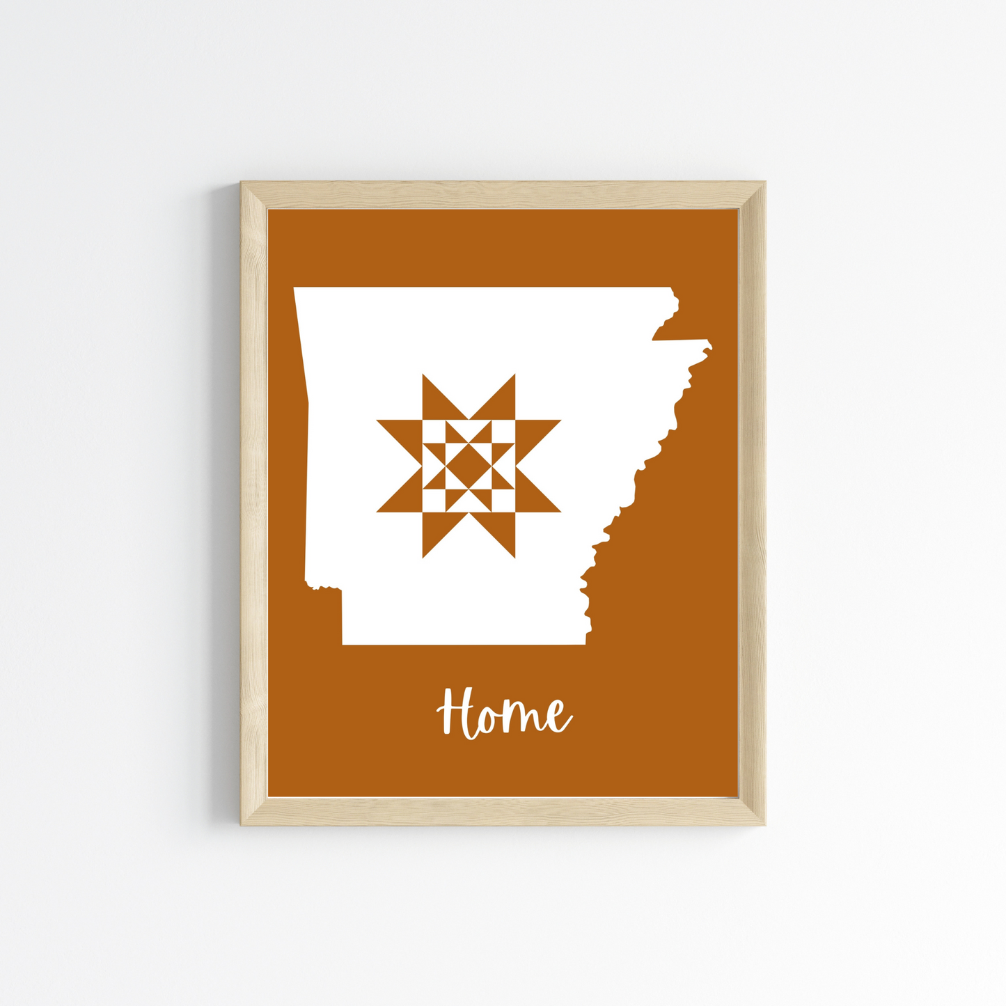 Arkansas Home Quilt Star 8x10 Wall Art Print - Choose Your Color