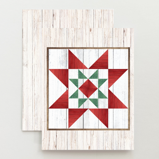 Christmas Barn Quilt Star Card