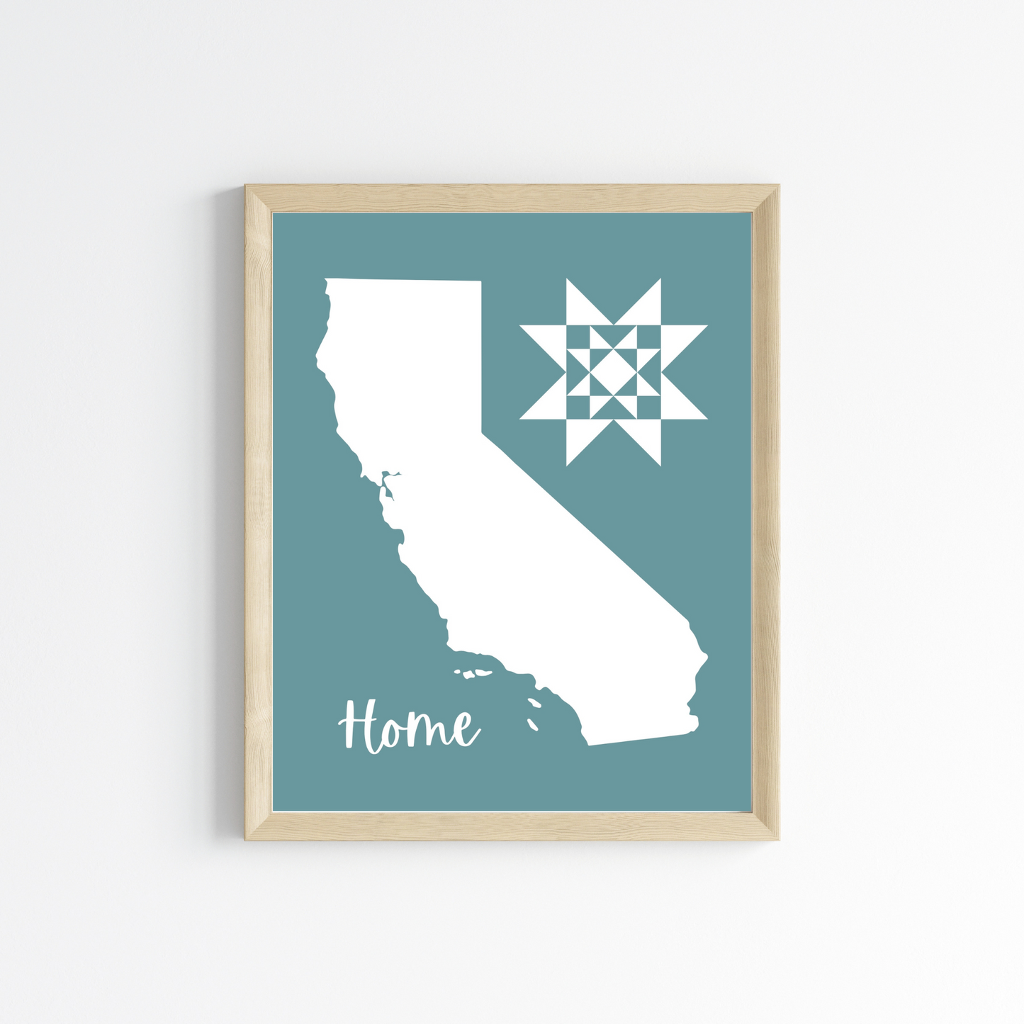 California Home Quilt Star 8x10 Wall Art Print - Choose Your Color