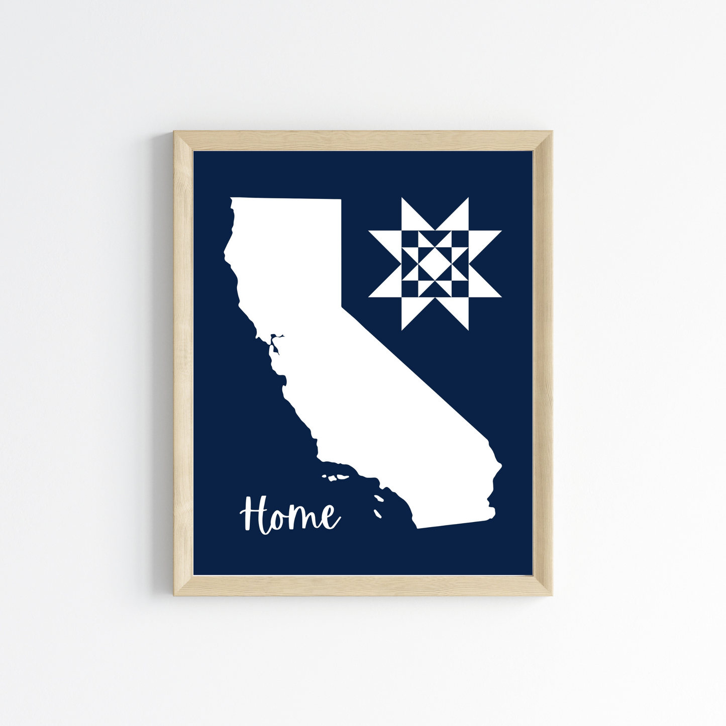 California Home Quilt Star 8x10 Wall Art Print - Choose Your Color