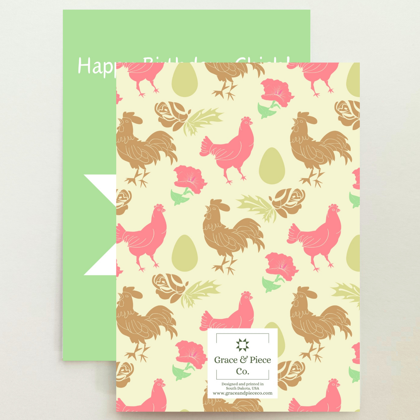 Quilt Star Chick Birthday Card