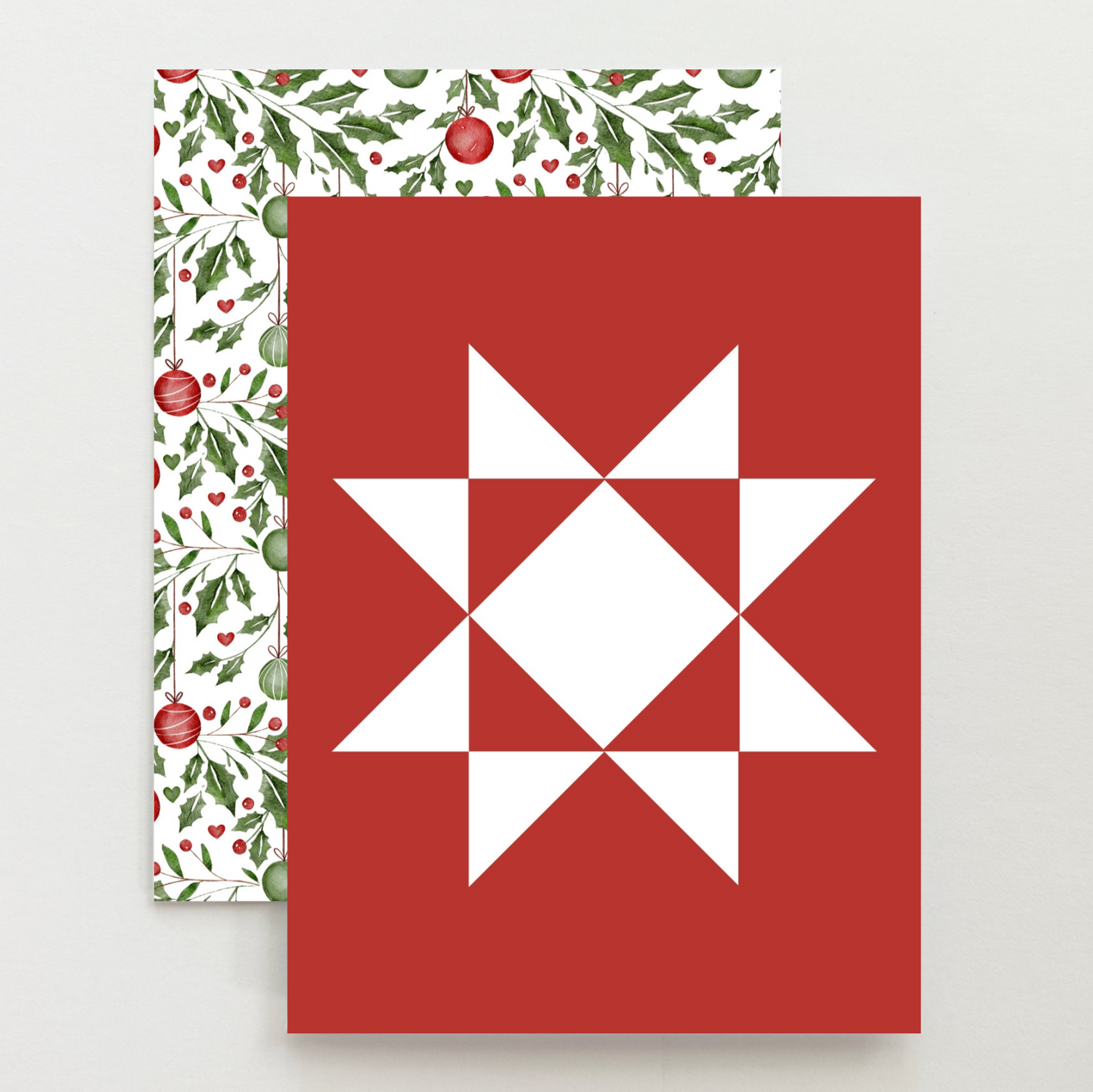 Christmas Red Quilt Star Card