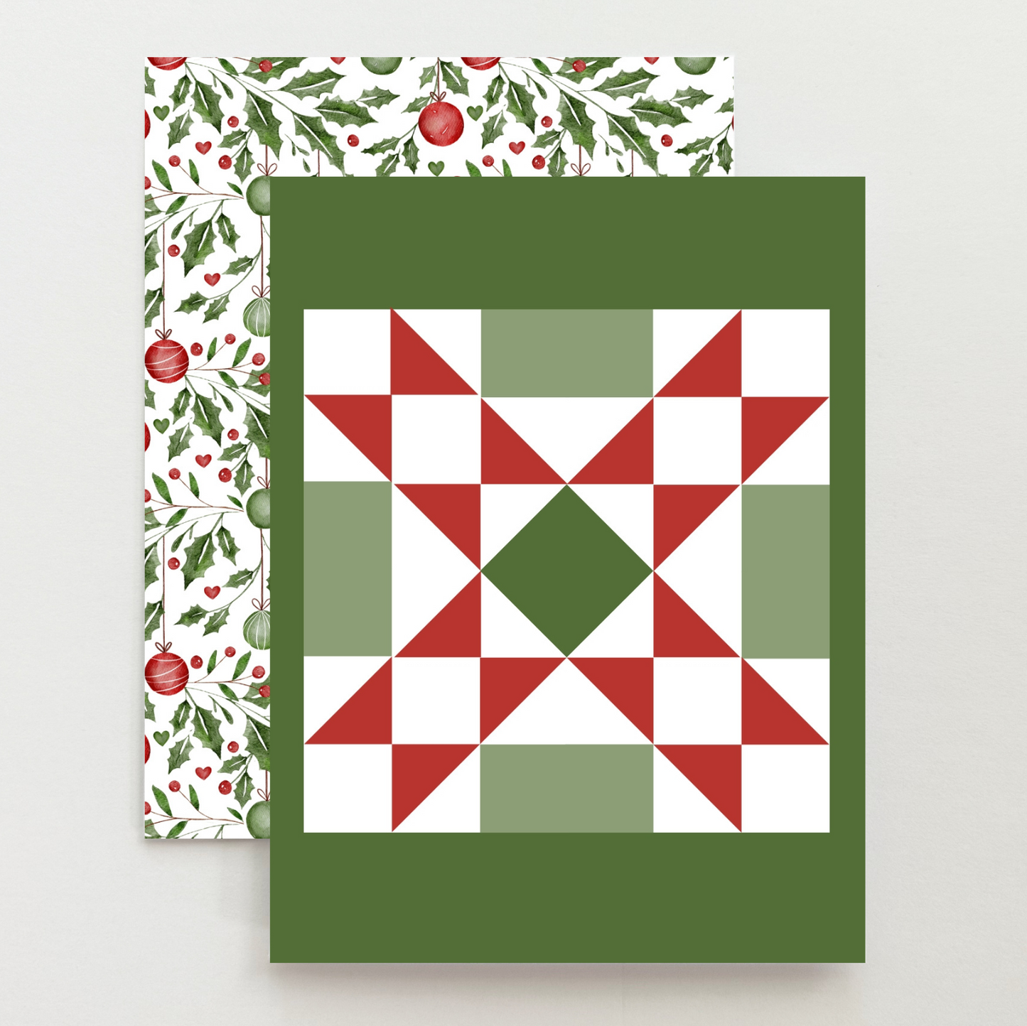 Christmas Green Quilt Star Card