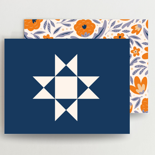 Whimsical Orange Ohio Star Blank Note Cards Set